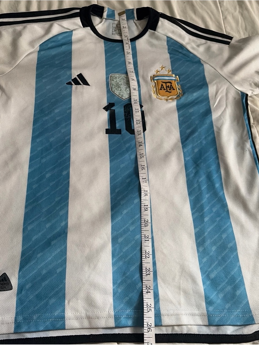 adidas Argentina Light Blue and White Striped Soccer Jersey